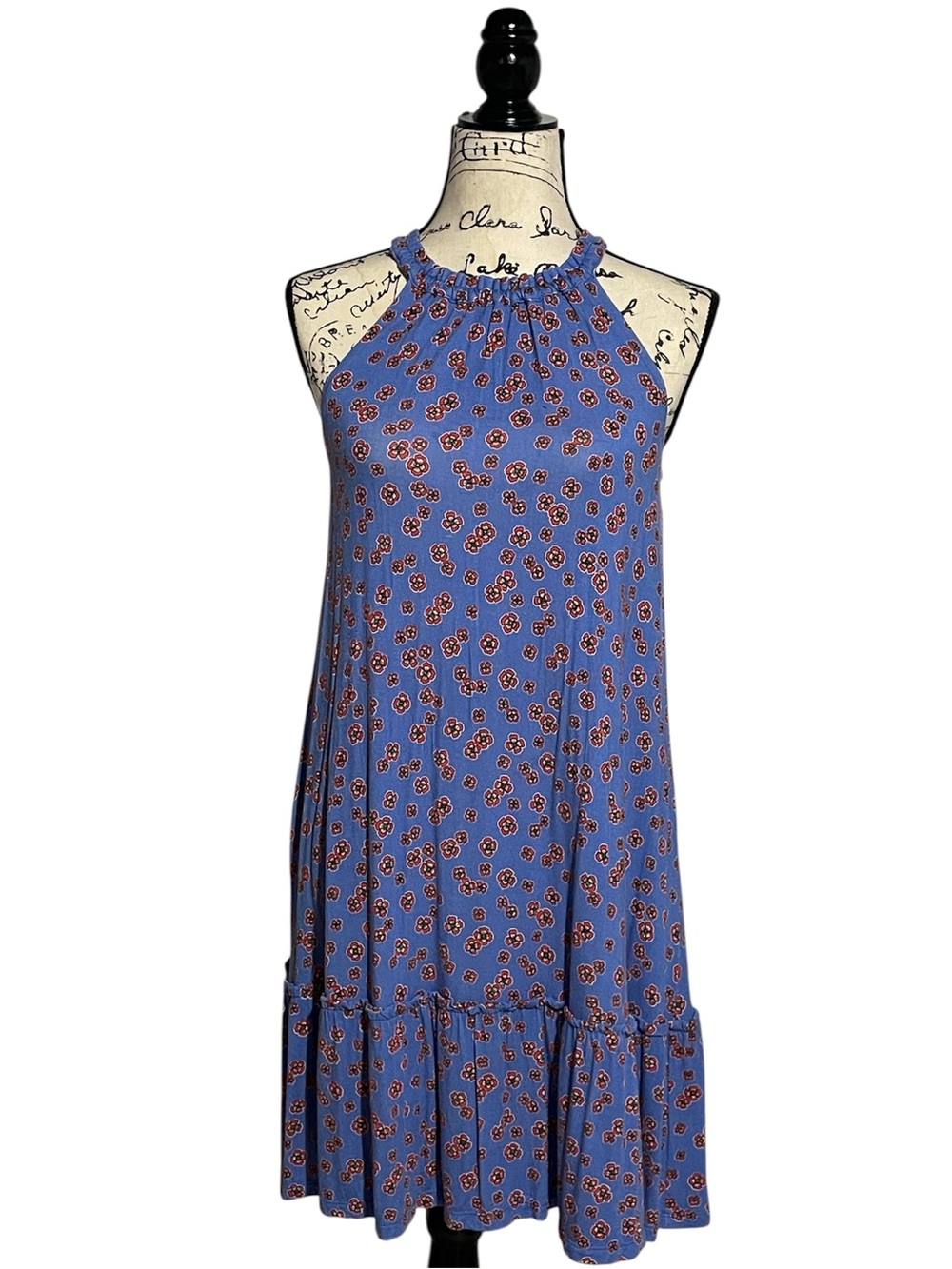 LOFT Blue Floral Halter Mini Dress